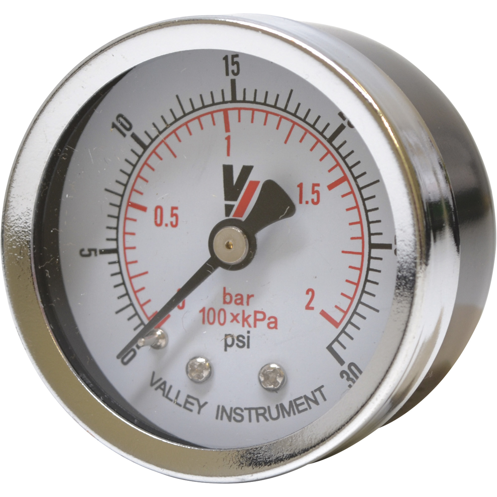 Valley Industries, 2in. Back Mt Gauge 30PSI, Case Material Steel, Min. Operating Pressure 0 PSI, Max. Operating Pressure 30 PSI, Model# 1220DSB30